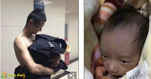 Policeman finds abandoned baby on winter night, wraps her up in his uniform