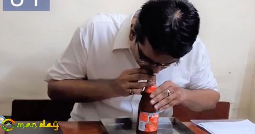 Man chugs bottle of ketchup to set Guinness World Record