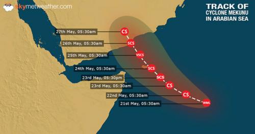 Oman, Yemen on alert for strengthening tropical cyclone Mekunu
