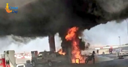 Fire breaks out at a petrol station