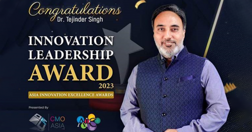 Innovation Leadership Award Bestowed Upon Dr. Tejinder Singh at Asia Innovation Excellence Awards