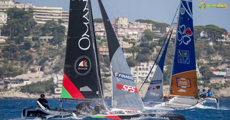 Oman Sail Diam 24 Team in action in Nice, France, on Saturday
