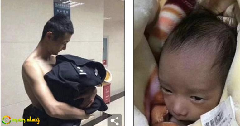 Policeman finds abandoned baby on winter night, wraps her up in his uniform