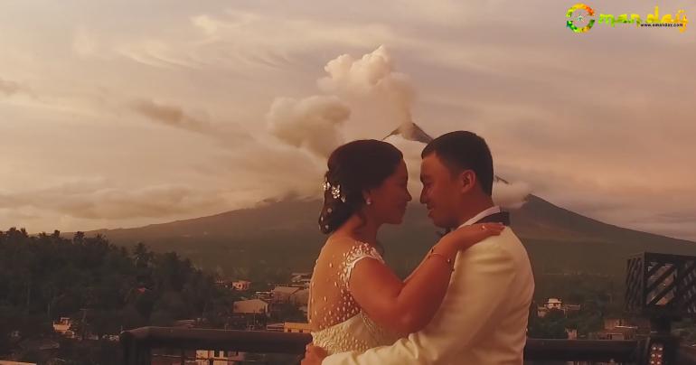 Newlyweds Took Stunning Post-Nuptial Photos with Mayon Volcano Spewing Ash behind Them
