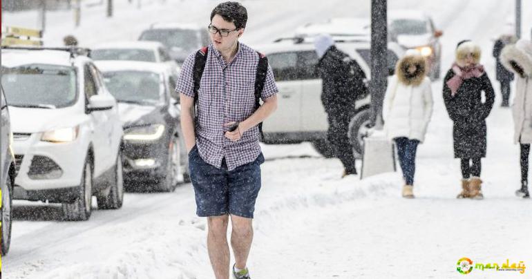 Student Goes Viral for Wearing ’Summer Clothes’ in Winter Snow Storm