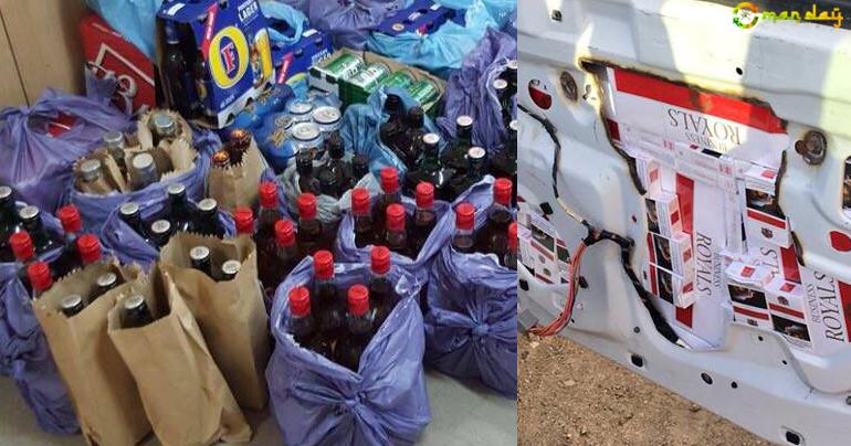  Large quantities of smuggled alcohol and tobacco were confiscated by Oman Customs